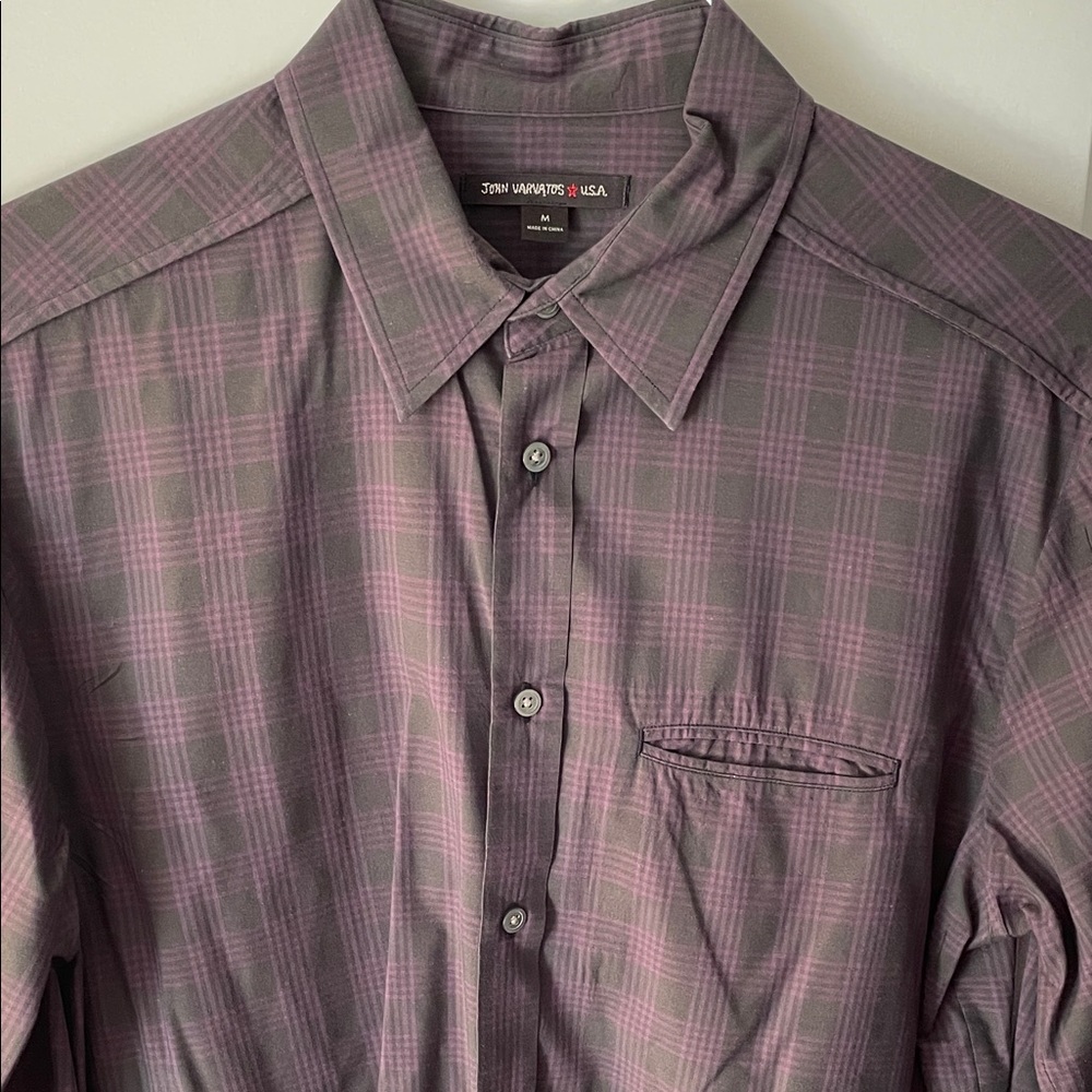 John Varvatos Men's Purple Plaid Button-Down Shirt